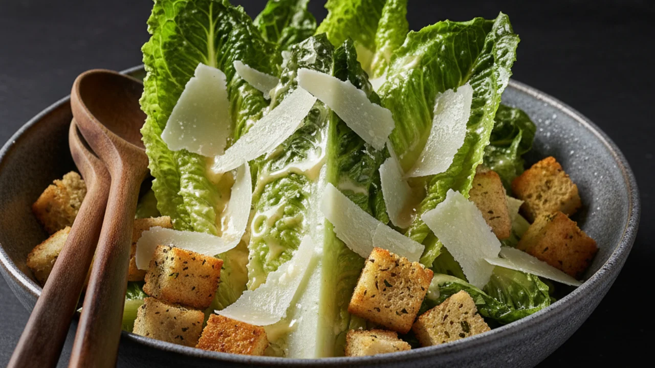 House Caesar salad with whole romaine hearts and house-made dressing